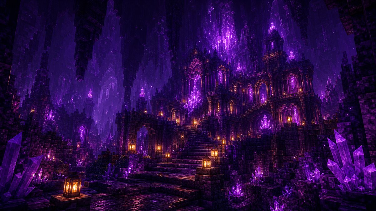 Dramatische Minecraft Kristallwelt als Motiv für das Paket Minecraft Premium